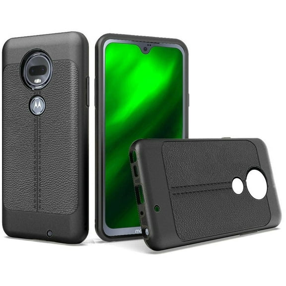 GSA Leather Design Hybrid Case for Moto G7 Power & Supra - Black