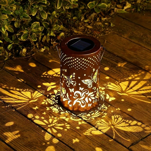 EGNMCR Home Decor, Room Decor Solar Lanterns Outdoor Hanging Lantern Lights Hollowed-Out Metal Decor Lantern LED Decorative Garden Light Delicate Garden Decoration For Patio Iron Solar Lantern Lights