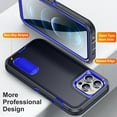 thumbnail image 3 of Feishell Case for iPhone 12/12 Pro 6.1 inch,Heavy Duty 3 Layer Military Protection with Hidden Kickstand Shock Resistant Armor Hybrid Bumper Rugged Rubber Phone Cover,Darkblue+Royalblue, 3 of 8
