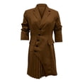 thumbnail image 2 of TaTaai Women‘s Pleated Blazer Dress, Long Sleeve Collared Solid Color Midi Dress, Office Work Dress with Belt, Spring Fall Business Casual Gift, 2 of 4