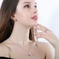 thumbnail image 2 of Beauty Pink CZ Round Pendant Necklace Earrings Ring Women Fashion Jewelry Set, 2 of 9