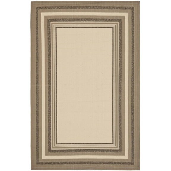 Safavieh Courtyard Phoebe Bordered Indoor/Outdoor Area Rug, Beige/Dark Beige, 6'7" x 9'6"