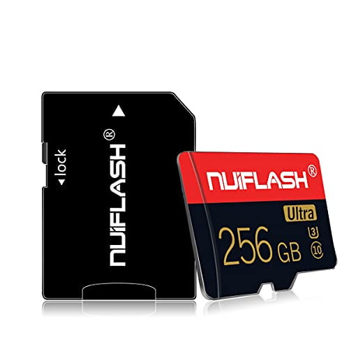 nuiflash 256GB Micro SD Speicherkarte mit SD-Adapter Handy TF Memory Karte für Kamera Spielkonsole Dashcam Microsd SD Speicherkarte Card füR Kamera Schnelle Geschwindigkeit Klasse 10 Tablet