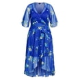 thumbnail image 3 of City Chic Women's Plus Size Blue Floral Maxi Dress Elbow Sleeves - Blue, 3 of 3