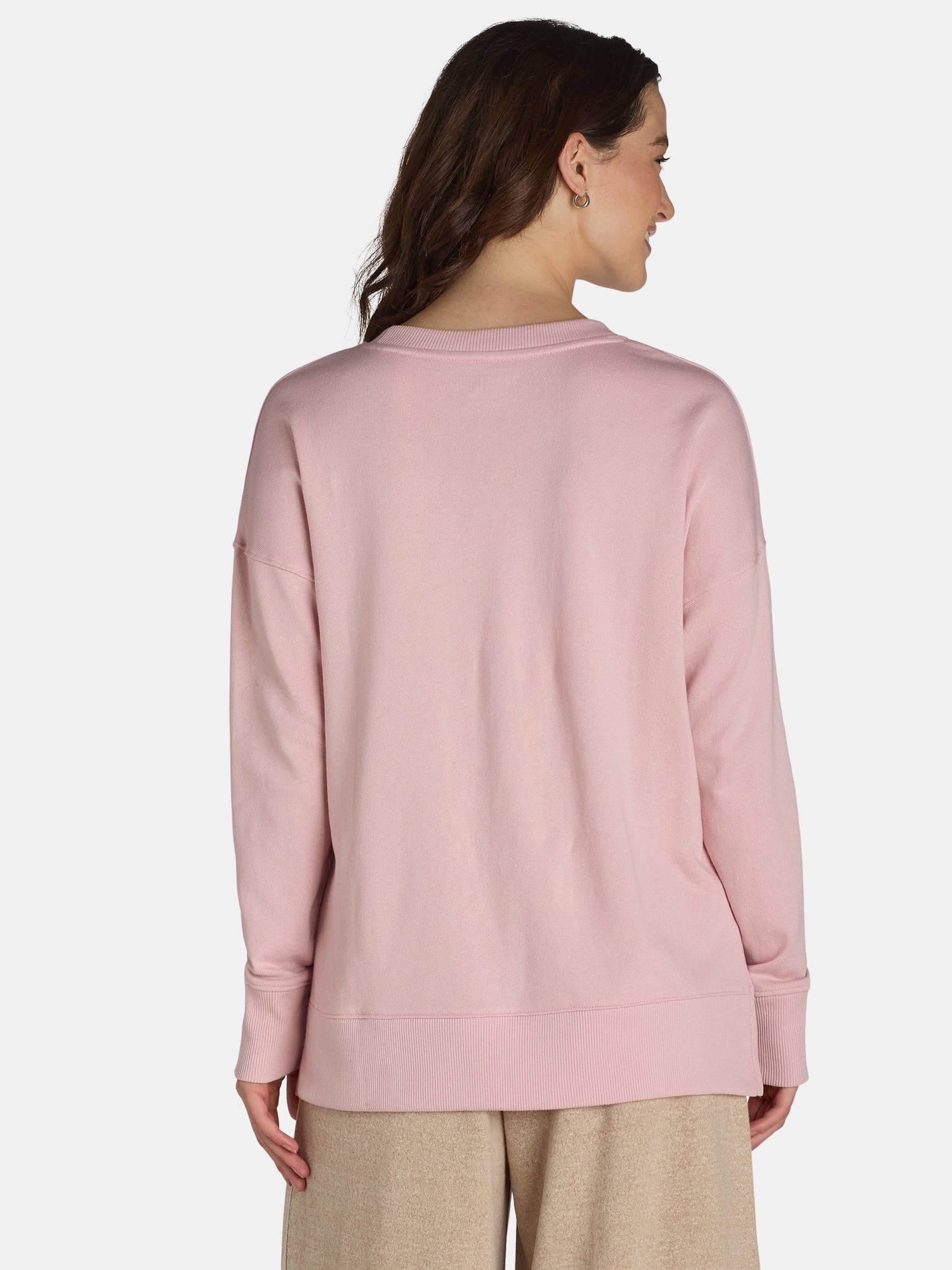 Time and Tru Women's Tunic Sweatshirt with High-Low Hem, Sizes XS -4X