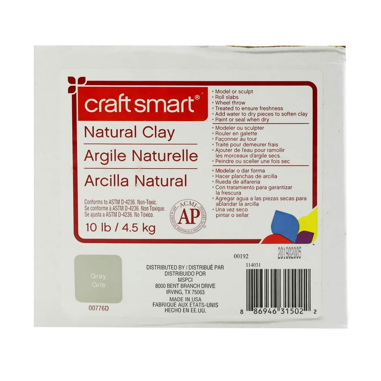 Natural Air-Dry Clay by Craft Smart - Non-Toxic Clay for Hand Modeling,  Sculpting, Pottery - Terracotta, 10lbs, Bulk 4 Pack