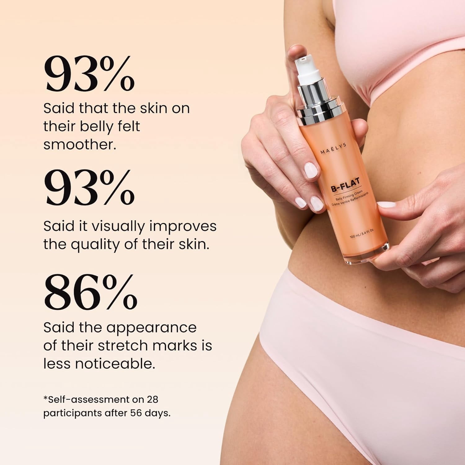 MAËLYS B-FLAT Belly Firming for Women Tightening & Moisturizing and Smooths Look (3.4 Fl Oz)