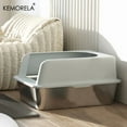 thumbnail image 4 of XL 60/50CM Stainless Steel Litter Box With Lid High Side Large Litter Box Suitable For Large and Small Cats Does Not Absorb Odor, 4 of 9