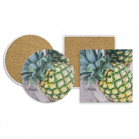 

Tropical Fruit Photogrph Pineapple Picture Coaster Cup Mug Holder Absorbent Stone Cork Base Set