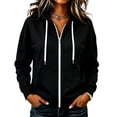 thumbnail image 2 of Stralyhd Women's Casual Long Sleeve Zip Up Hooded Sweatshirt Wrinkle Resistant Lightweight Hoodies Jacket with Pocket Black XXL, 2 of 7