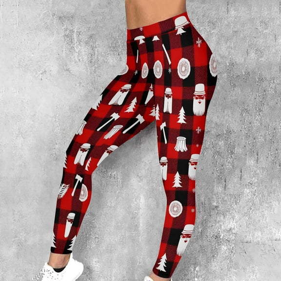 HOMBOM Womens High Waist Leggings Seamless Workout Red Christmas Stretch Yoga Leggings Athletic Pants for Ladies Buttery Soft