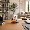 thumbnail image 4 of 4.4 Inch Friendly Ghost Holding Pumpkin Statue, Cute Resin Tabletop Decor, Indoor Ornament for Home Shelf and Halloween Holiday Party, 4 of 6