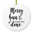thumbnail image 1 of DistinctInk Hanging Ceramic Christmass Tree Ornament with Gold String - Great Gift / Present - 2 3/4 inch diameter - Messy Bun & Getting Stuff Done, 1 of 2