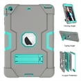 thumbnail image 4 of iPad Mini Case, iPad Mini 2 Case, iPad Mini 3 Case, iPad Mini Retina Case, Allytech Heavy Duty Three Layer Armor Defender Protective Case with Kickstand for iPad Mini 1/ 2 / 3 (Gray/Aqua), 4 of 8