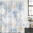 thumbnail image 3 of Blue Beige Floral Waterproof Fabric Shower Curtain,Vintage Smear Abstract Art Waterproof Fabric Shower Curtain for Bathroom Curtains Bathtubs Hotel Washable Shower Curtains with 12 Hooks Long 72x78in, 3 of 8