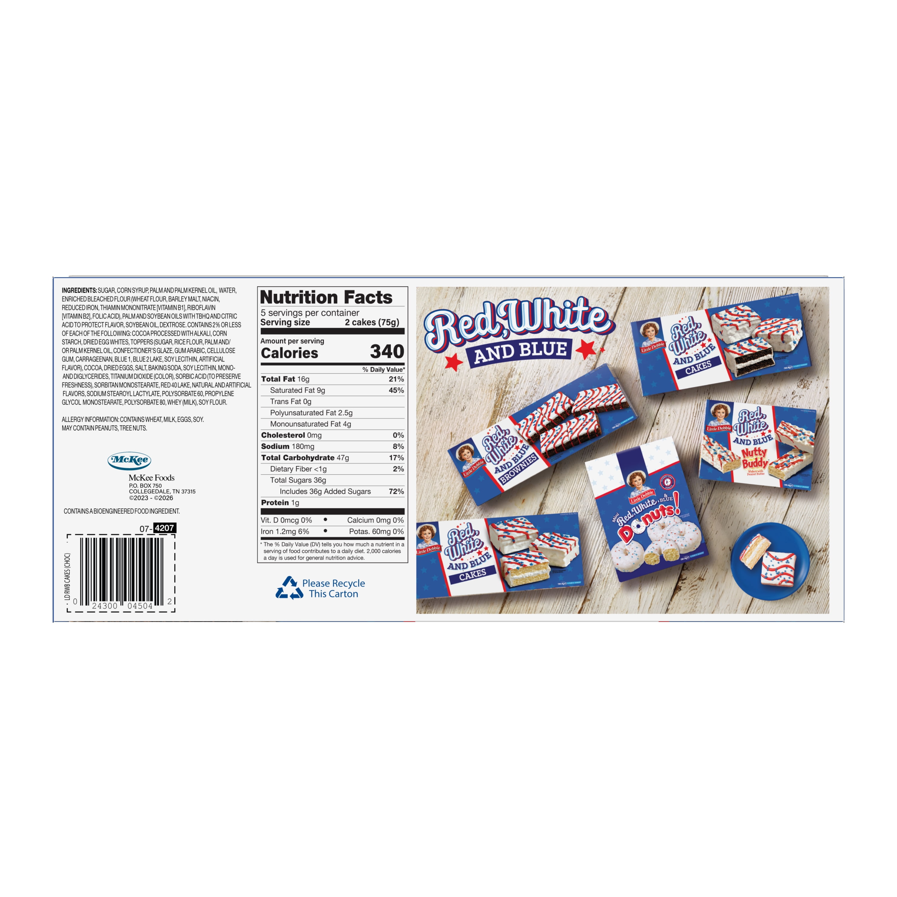 Little Debbie Red, White, & Blue Chocolate Cakes, 13.2 oz (10 count)