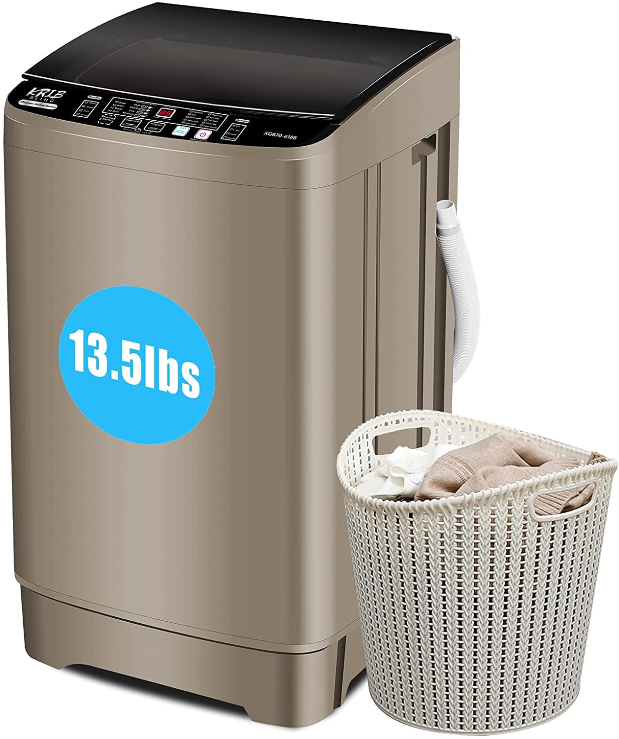 Krib Bling Portable Washing Machine, 13lbs FullAutomatic Compact
