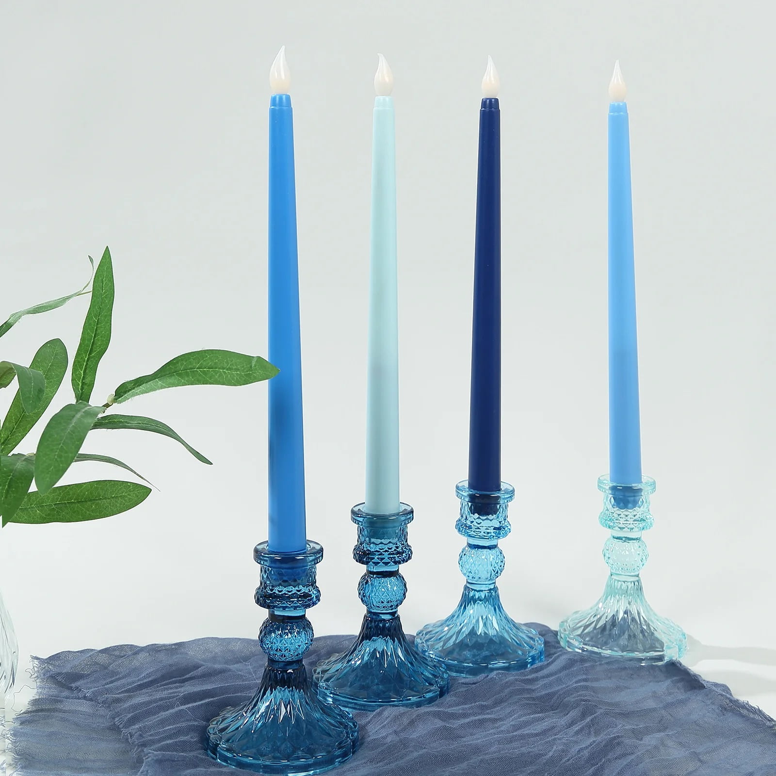 BalsaCircle 8 Blue 11" LED Mixed Taper Flameless Candles Lights Wedding Reception