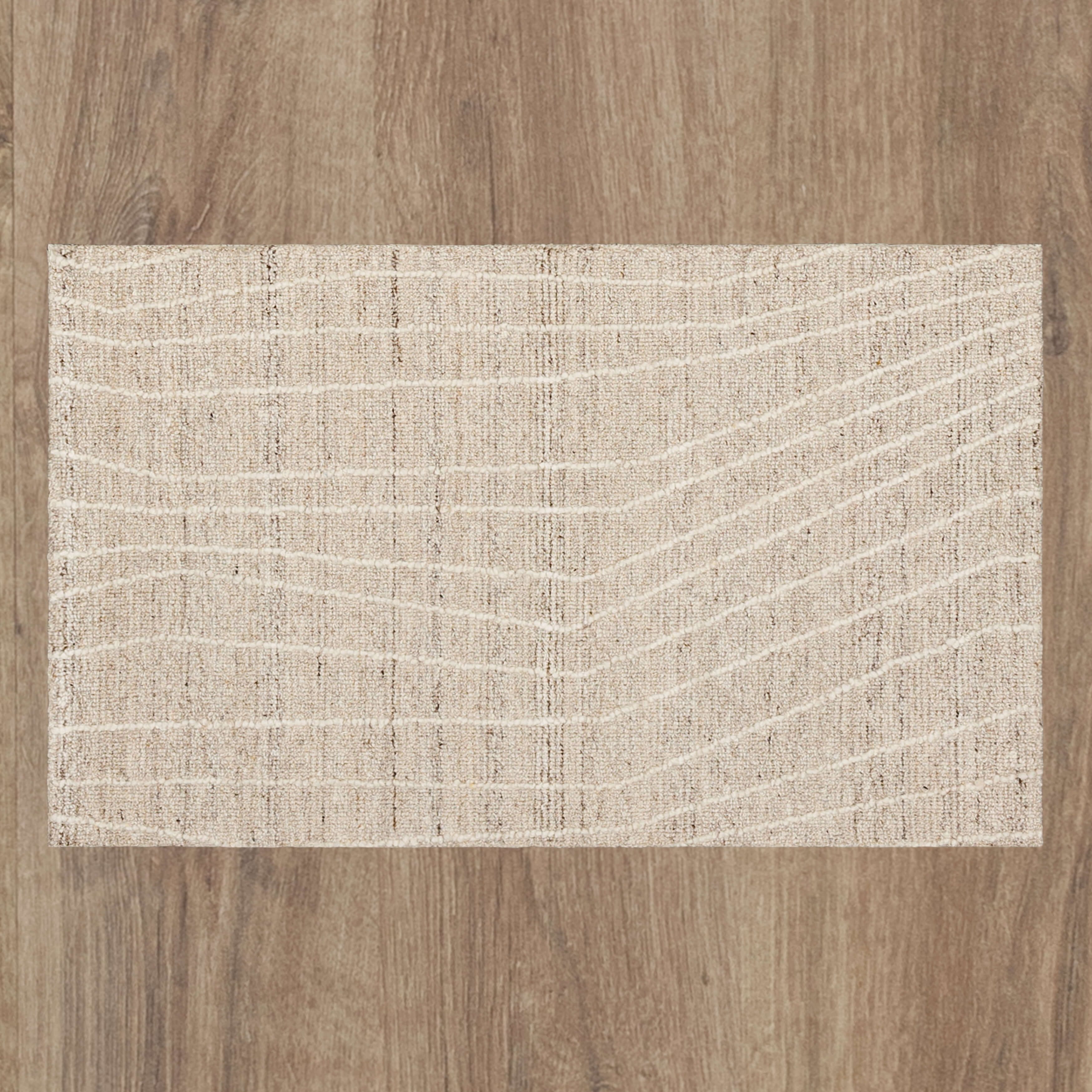 Mainstays Wool Lines Plush Indoor Fade Resistant Tufted Ivory Area Rug, 1 ft 8 in x 2 ft 10 in