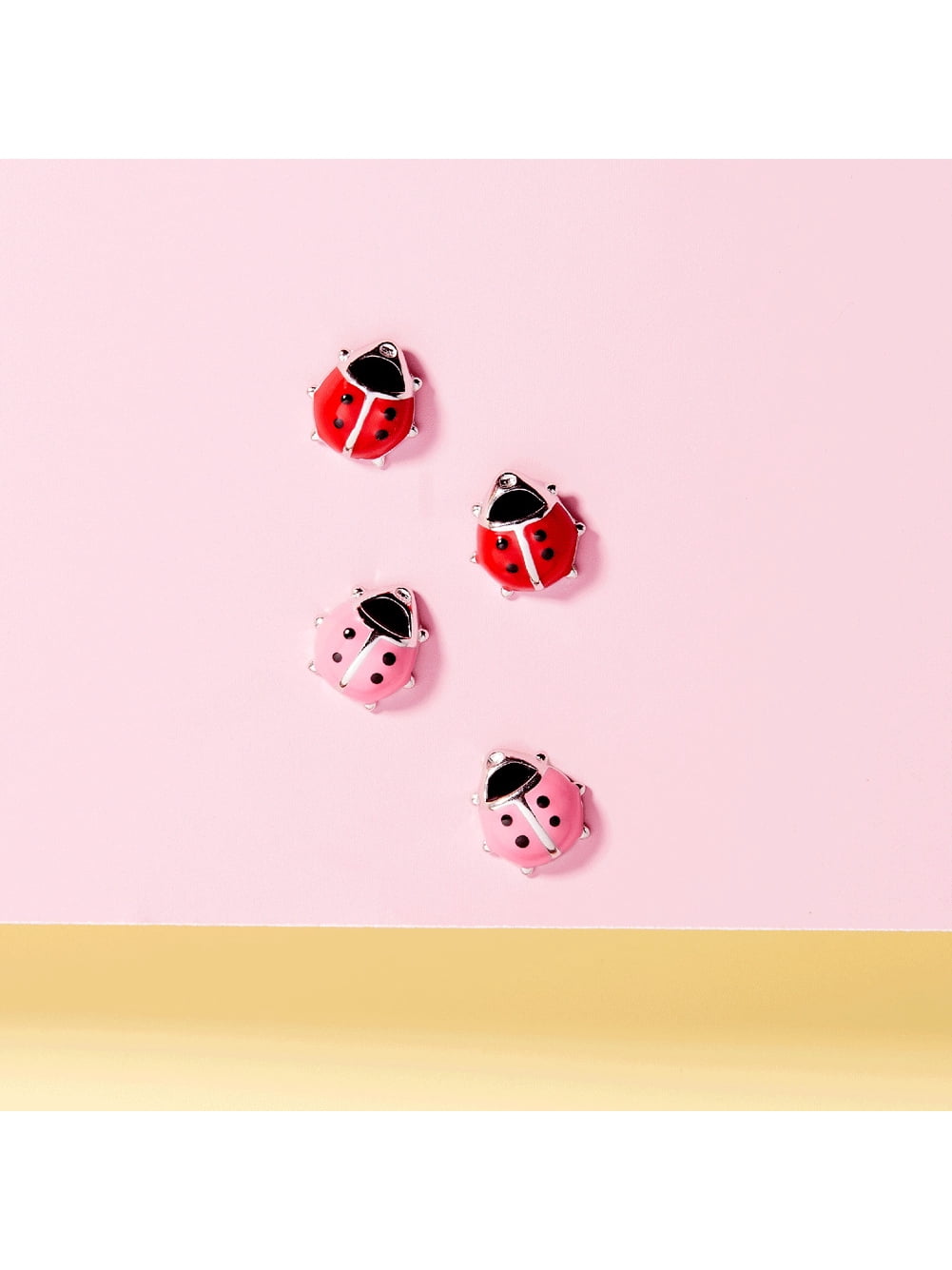 925 Sterling Silver Girls Enamel Ladybug Earrings with Safety Screw Back Toddler