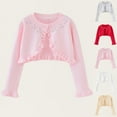 thumbnail image 1 of MKOSPLRT Boléro à Volants pour Fille Cardigan Boléro Petite Fille Chandail à Manches Longues avec Fleur Cardigan Habillé de Soirée 1-10 Ans, 1 of 8