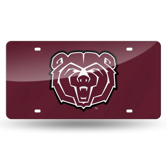 Missouri State NCAA Bears Red Mirror Look Acrylic License Plate Laser Tag