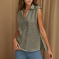thumbnail image 4 of Mittory Cotton Linen Shirts for Women Sleeveless Collared Tank Tops Blouses Work Shirts V-Neck Casual Summer Tshirt, 4 of 8
