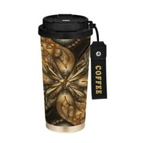 BZSMCE Coffe Bottles Stainless Steel Travel Mug With Fasshion Golden Elegance Printed