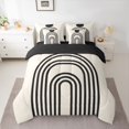 thumbnail image 2 of jejeloiu Retro Striped Pattern 7-Piece Twin Bedding Sets,Abstract Geometric Artwork Bedding Comforter Set,Black Khaki Sheet Sets For Adult,Ultra Soft Home Decor Reversible, 2 of 8
