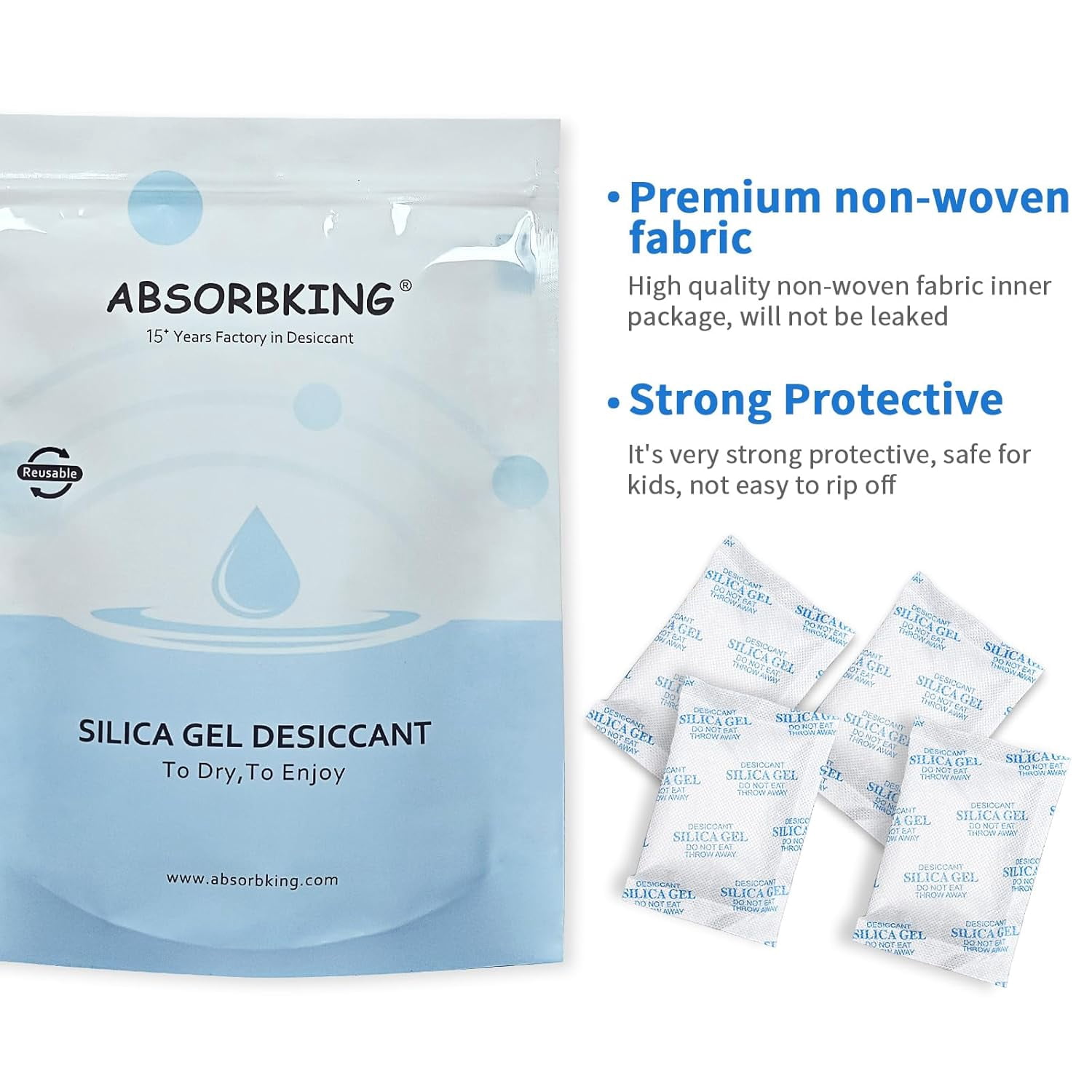 Silica Gel Packets, 20 Gram 80 Packs Food Safe Moisture Absorbers, Desiccant for Storage, Reusable Foods, Storage Bins, 3D Filaments, Electronics, Safes