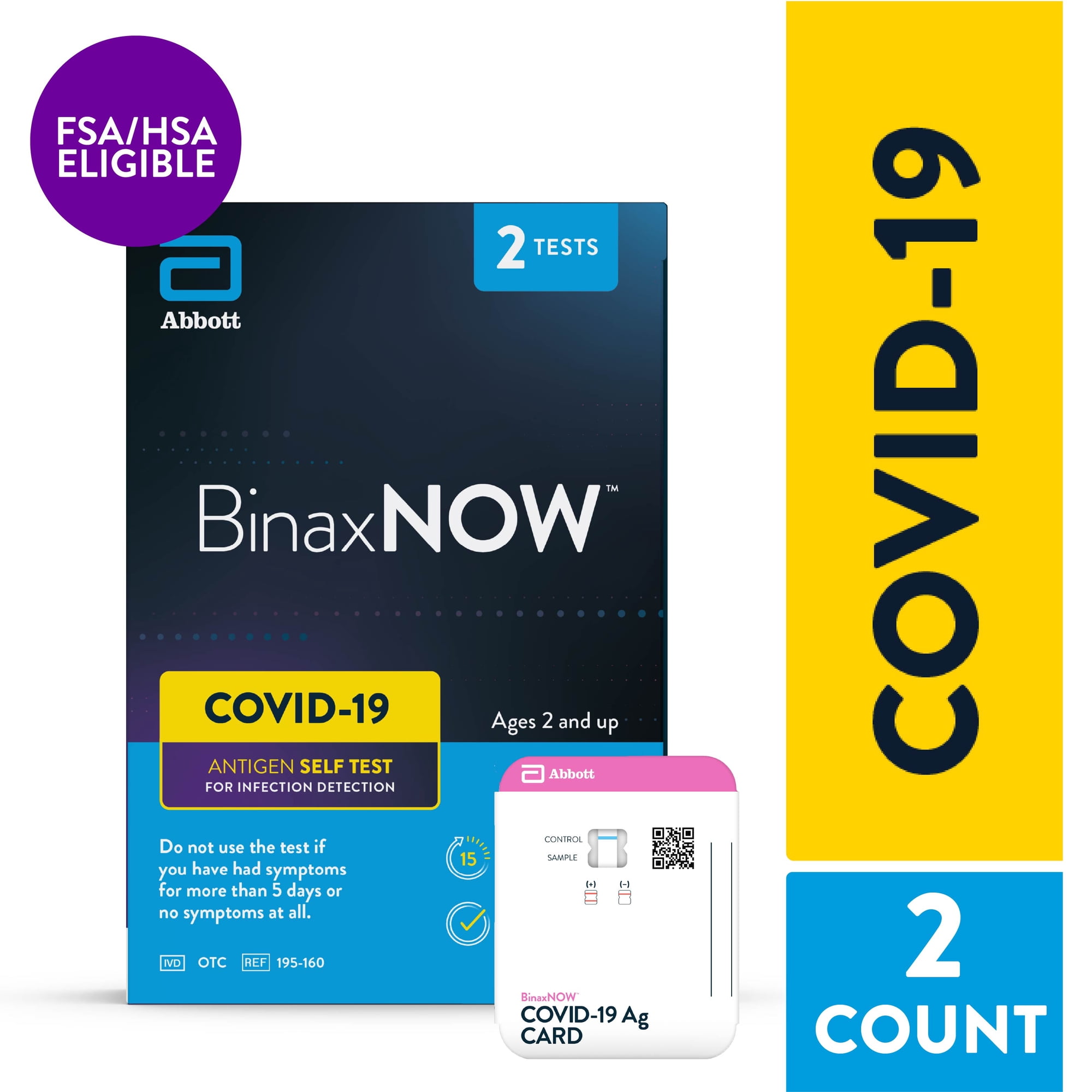 BinaxNOW™ COVID-19 Rapid Antigen Self-Test Kit with Reliable 15 Minute Results, 2 Tests