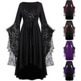 thumbnail image 2 of Women's Renaissance Gothic Dress Steampunk Trumpet Sleeve Dresses Halloween Outfit, 2 of 4