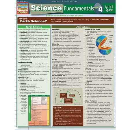 Science Element Chart - QuickStudy Bar Chart: Science Fundamentals 4 - Earth & Space
