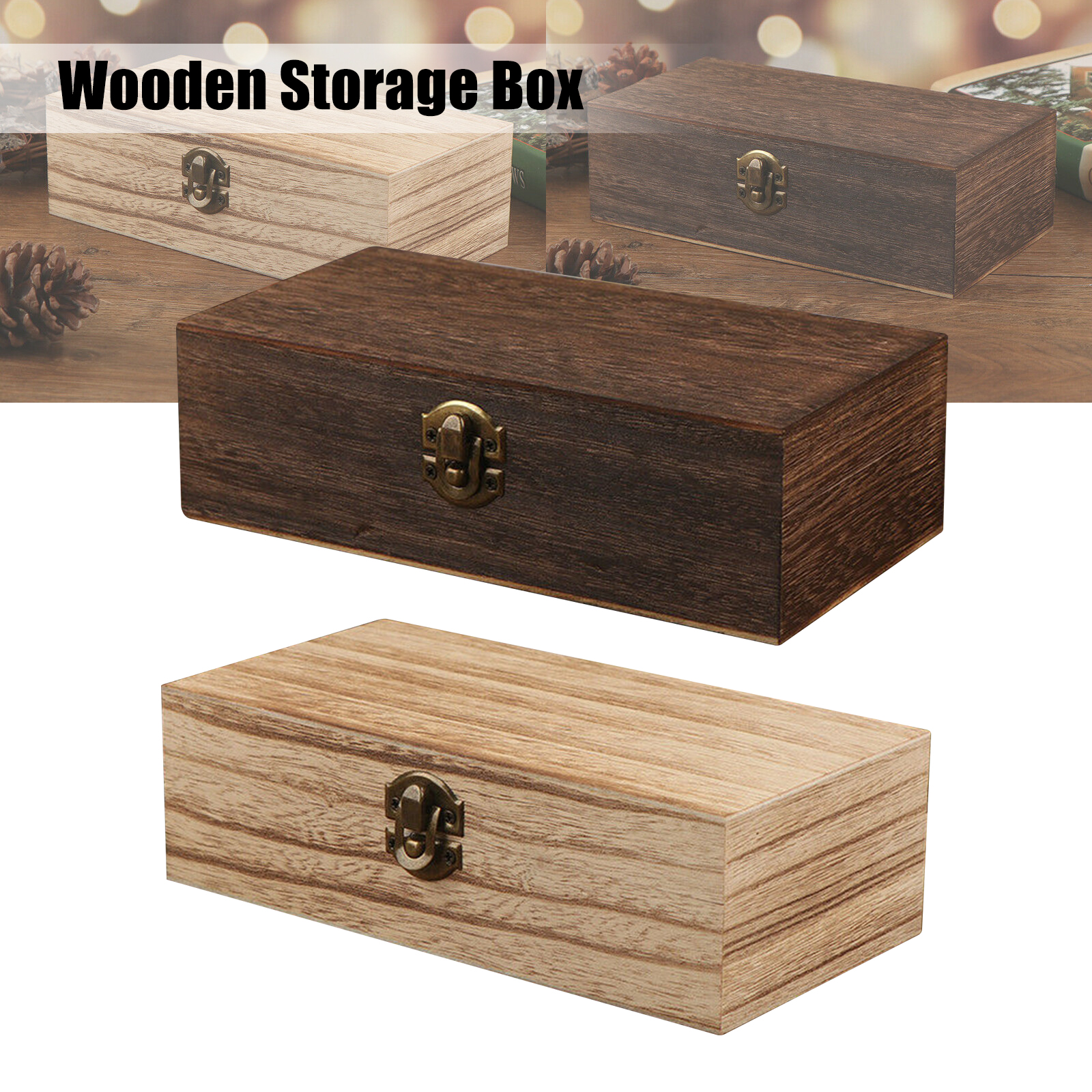 Wooden Small Square Jewellery Box,Lockable Box Wooden Trinket, 7.8x3.9x2.3  in,with Lid,Small Lock Hinged Keepsake Treasure Jewellery Box By  Stuffygreenus 