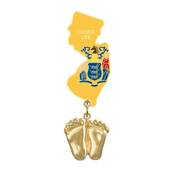 Precious Feet, 14K Gold Plated, New Jersey Flag Jewelry, Lapel Pin