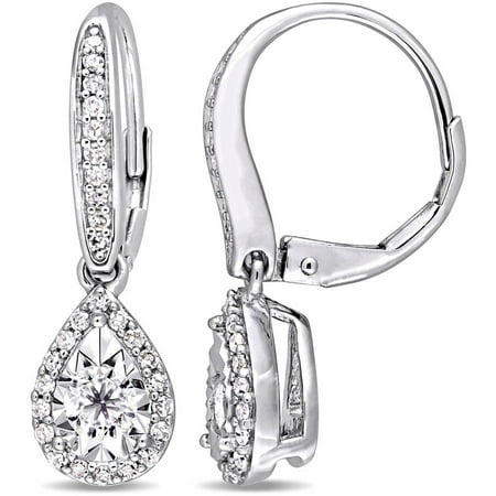 Miabella 1/2 Carat T.W. Diamond Sterling Silver Teardrop Halo Earrings