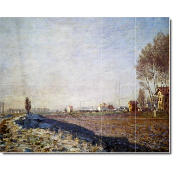 Ceramic Tile Mural-Claude Monet Country Painting 97. 40" w x 32" h using (20) 8 x 8 ceramic tiles