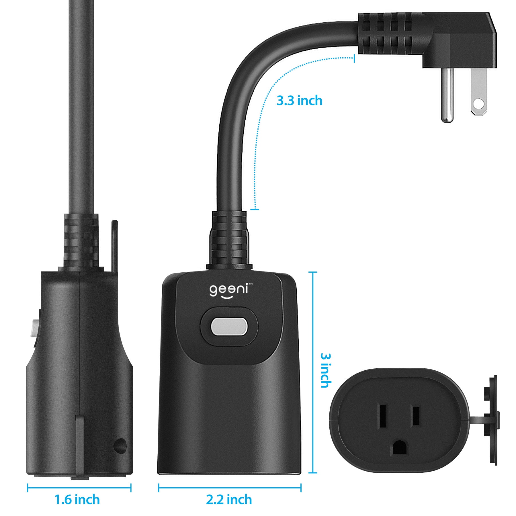 Geeni Indoor/Outdoor Smart Plug Weatherproof, 1 Socket –No Hub Wireless  Remote Control and Timer –Works with  Alexa, Google Assistant,  Requires 2.4 GHz Wi-Fi, Black