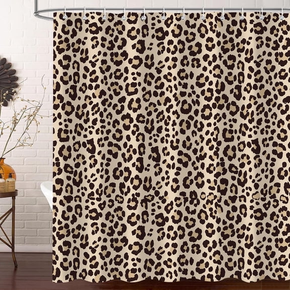 Leopard Print Shower Curtain for Bathroom Waterproof Fabric Animal Print Shower Curtains 71x71 inches