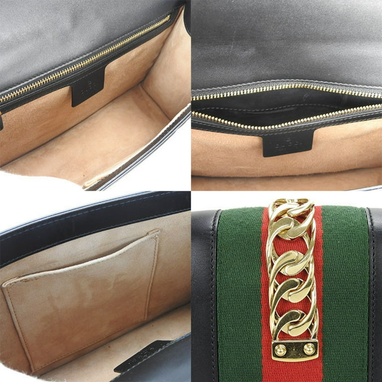 Pre-Owned Gucci Sylvie Small Shoulder Bag Webline Leather Pre-Owned Gucci Sylvie Small Shoulder Bag Webline Leather