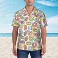thumbnail image 2 of Vsdgher Glazed Donuts Print Men's Hawaiian Shirts Button Down Tropical Holiday Beach Shirts Vacation Clothes,Large, 2 of 7