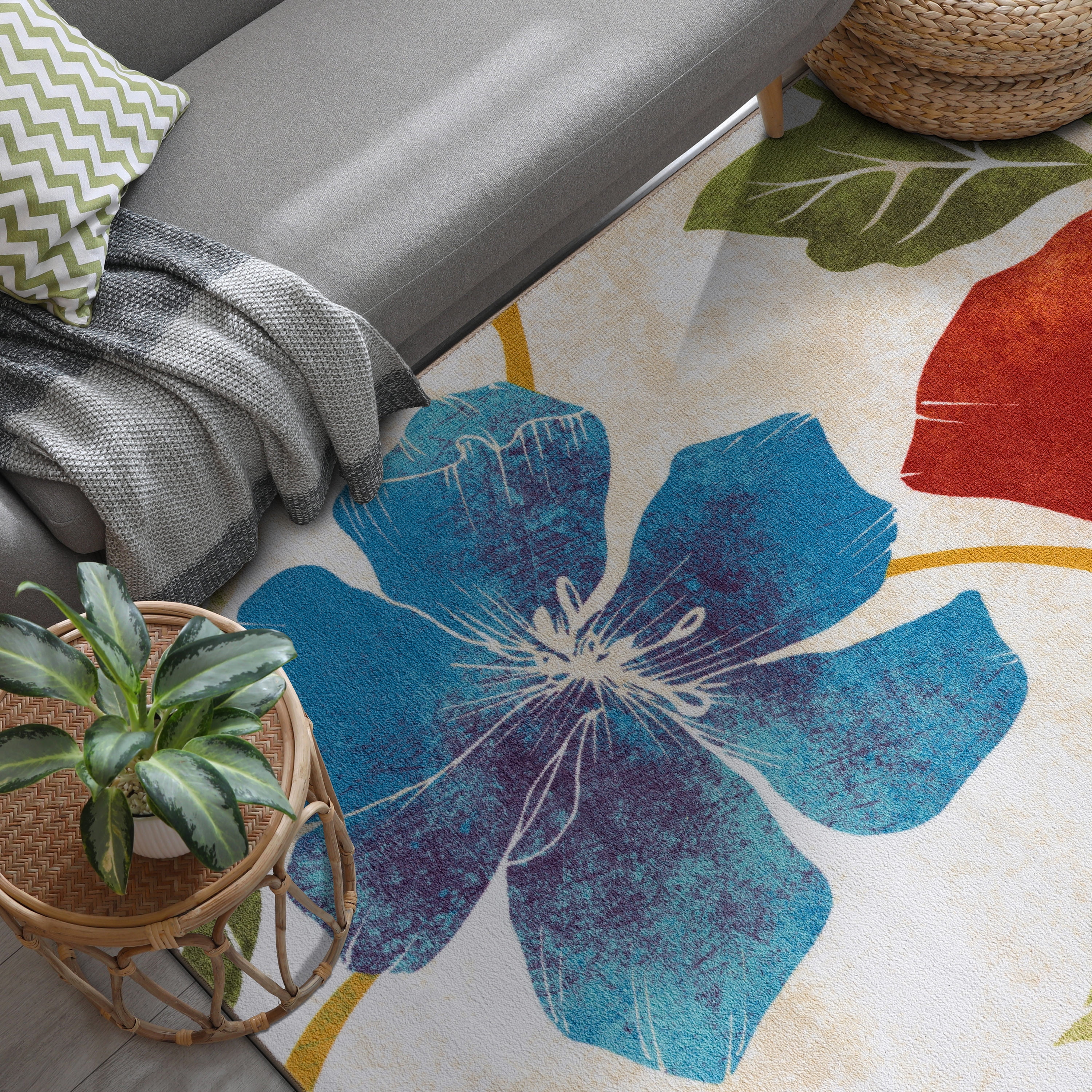 CAMILSON Solana Non Slip Modern Floral Indoor Area Rug Multicolor 5x7