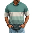 thumbnail image 3 of Havenx Stripes Polo Shirts for Men Short Sleeve 3 Buttons Shirts Collared Fast Dry T-Shirt Athletic Casual Golf Classic Fit Wear,Cyan S, 3 of 6
