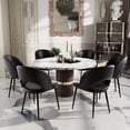 thumbnail image 3 of JESONVID Set of 4 Faux Leather Upholstered Armless Dining Chairs, Accent Leisure Chair Modern Dining Room Desk Side Chair Set with Round Metal Legs for Home Kitchen Bedroom Living Room, Black, 3 of 7