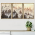 thumbnail image 2 of PixonSign Framed Wall Art Set Misty Pine Forest Mountain Golden Sunrise Nature Wilderness Modern Artwork Landscape Decor Contemporary Chic for Living Room, Office - 24"x36"x3 Panels Natural, 2 of 5