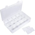 thumbnail image 1 of COSICS Storage Box with Dividers, 15-Grid Extra Large Plastic Storage Case for Nail Art Decoration, Clear Fake Nail Organizer Container with Lids for Acrylic Nails Tip, Rhinestone, Bead, Charm, Craft, 1 of 7