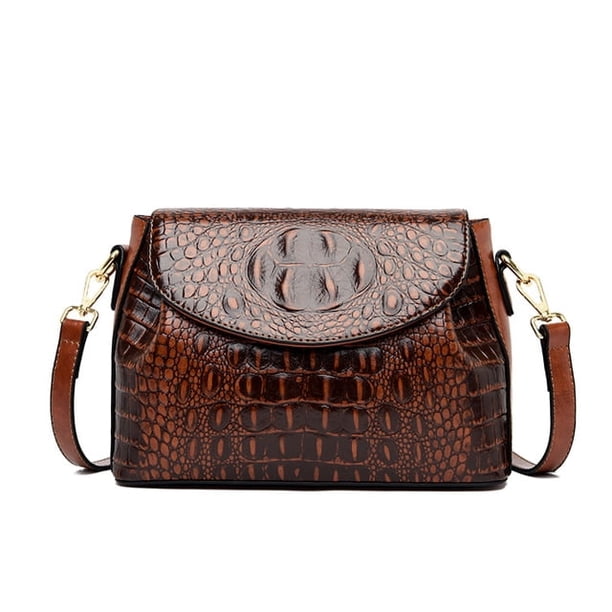 LHSHID Shoulder Bags for Women Head Layer Cowhide Crocodile Pattern Bag Female Designer Old Lady Mother Gift Crossbody Bag Vintage Tote