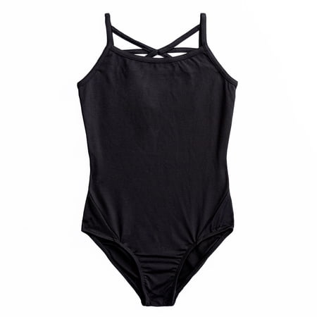 Rainbeau Moves Dance & Gymnastics Premium Nylon Strappy Cami Basic Leotard, Girls, Black, XS-XL