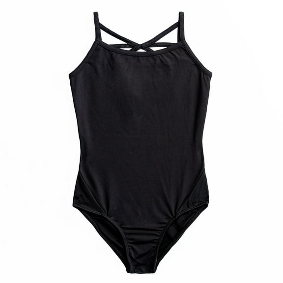 Rainbeau Moves Dance & Gymnastics Premium Nylon Strappy Cami Basic Leotard, Girls, Black, XS-XL