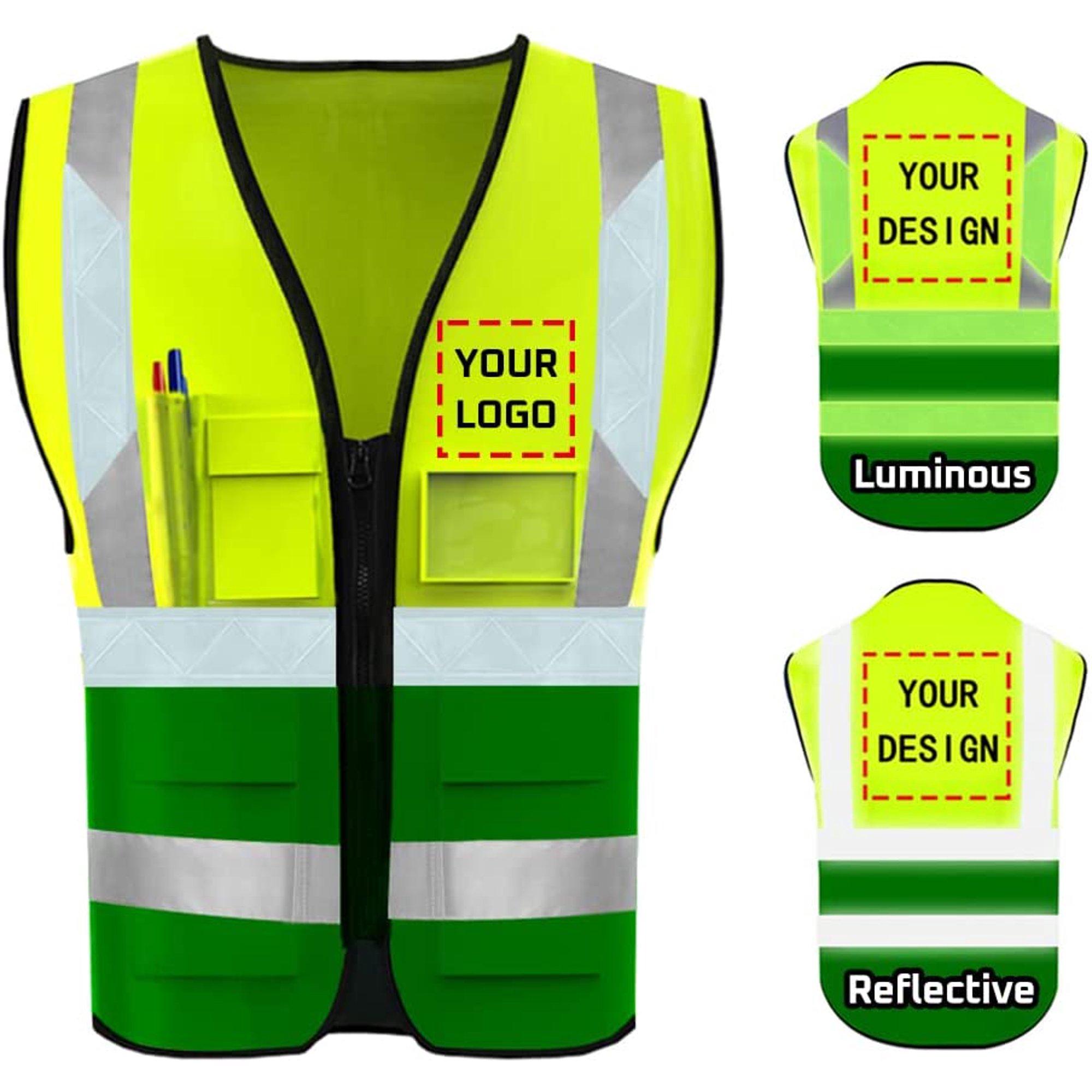 AWLYLNLL High Visibility Safety Vest for Men Women, Construction Vest with  Reflective Strips and Zipper Front, Neon Blue, Medium